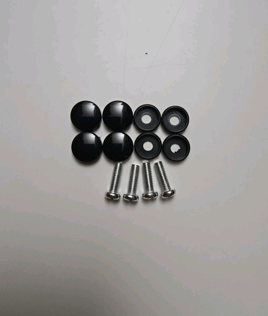 2X -Audi Rings- Stainless Steel Finished License Plate Frame Holder Black