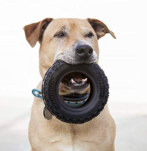Mammoth TireBiterII – Natural Rubber Dog Toys for Extreme Large 6", Black