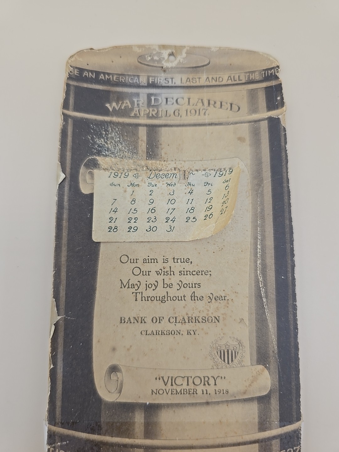 WWI Ephemera Victory War Advertising Bank Of Clarkson KY Loan Propaganda