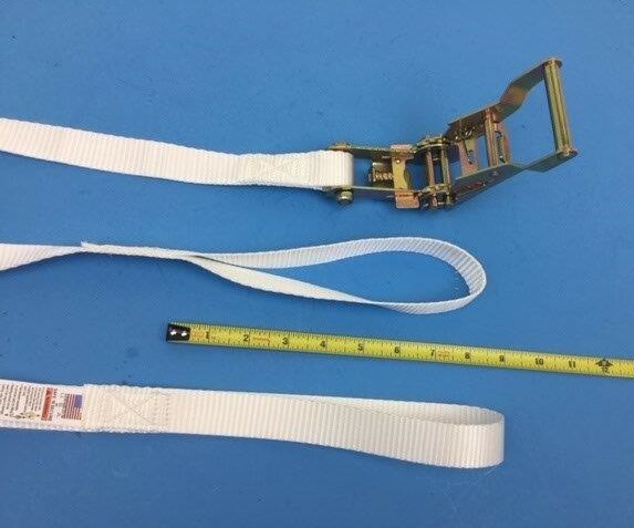 8 Pack of 1" x 15' White Tent Ratchet Straps with Sewn Loops & 1,000 lbs WLL