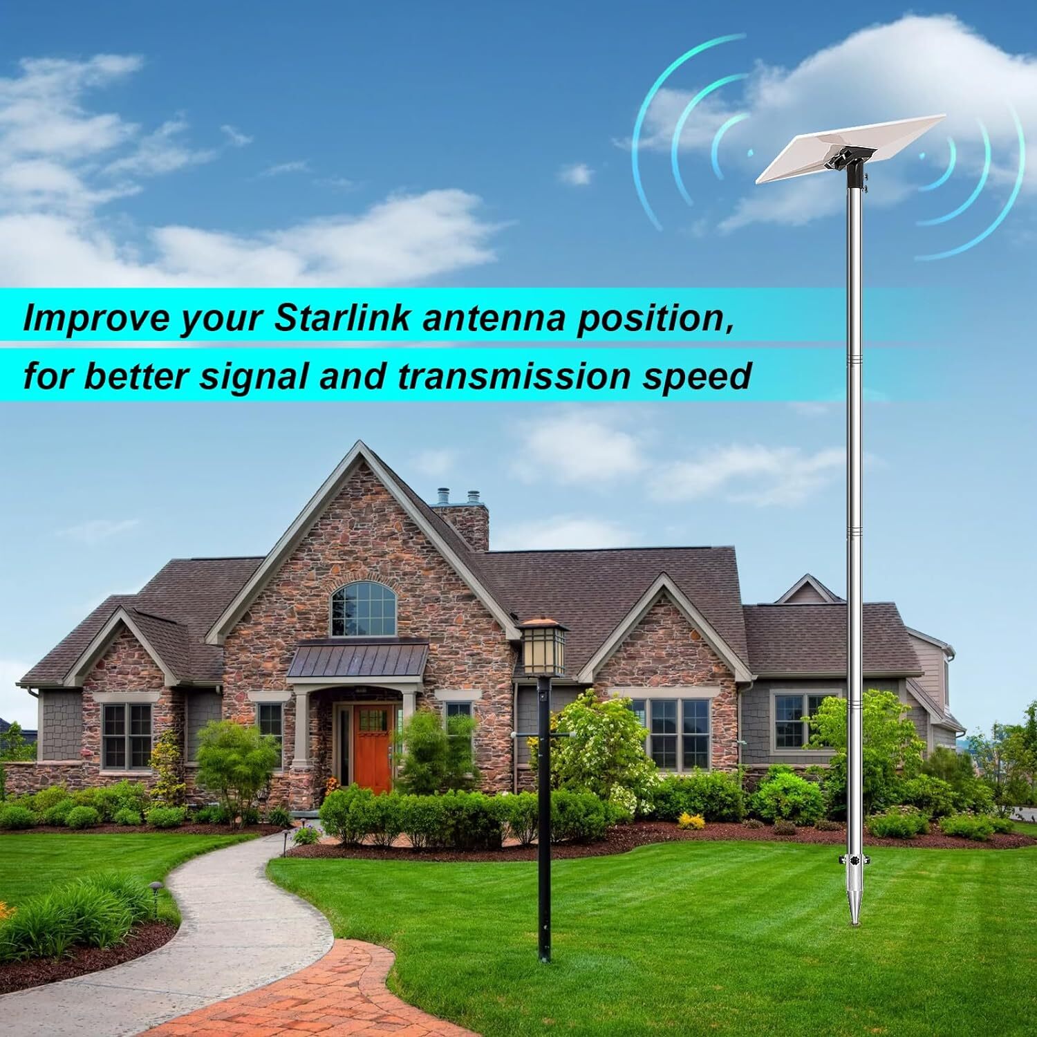 Starlink Gen 3 Pole Mount Kit, 9ft Starlink Ground Pole, Pipe Adapter Included