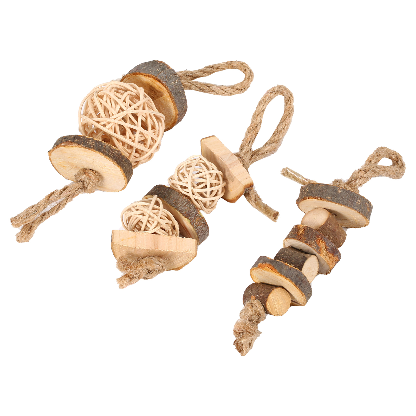 3PC Hamster Chew Toys Guinea Pig Rat Gerbil Chew Toys Accessories natural Wood