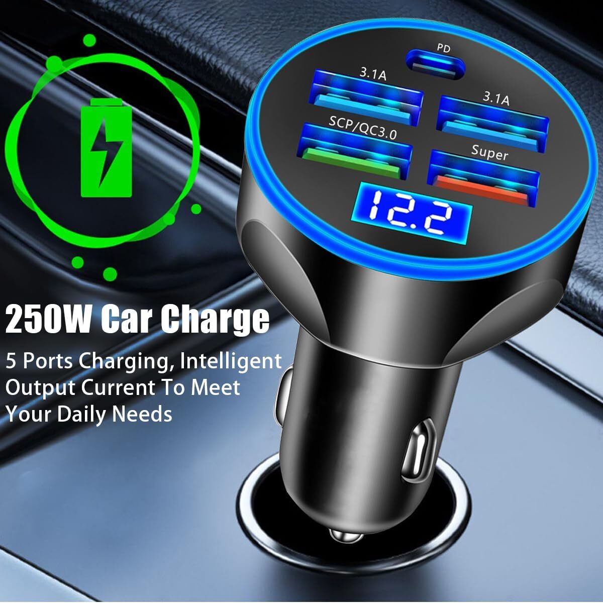 4 USB Port Super Fast Car Charger Adapter for iPhone Samsung Android Cell Phone