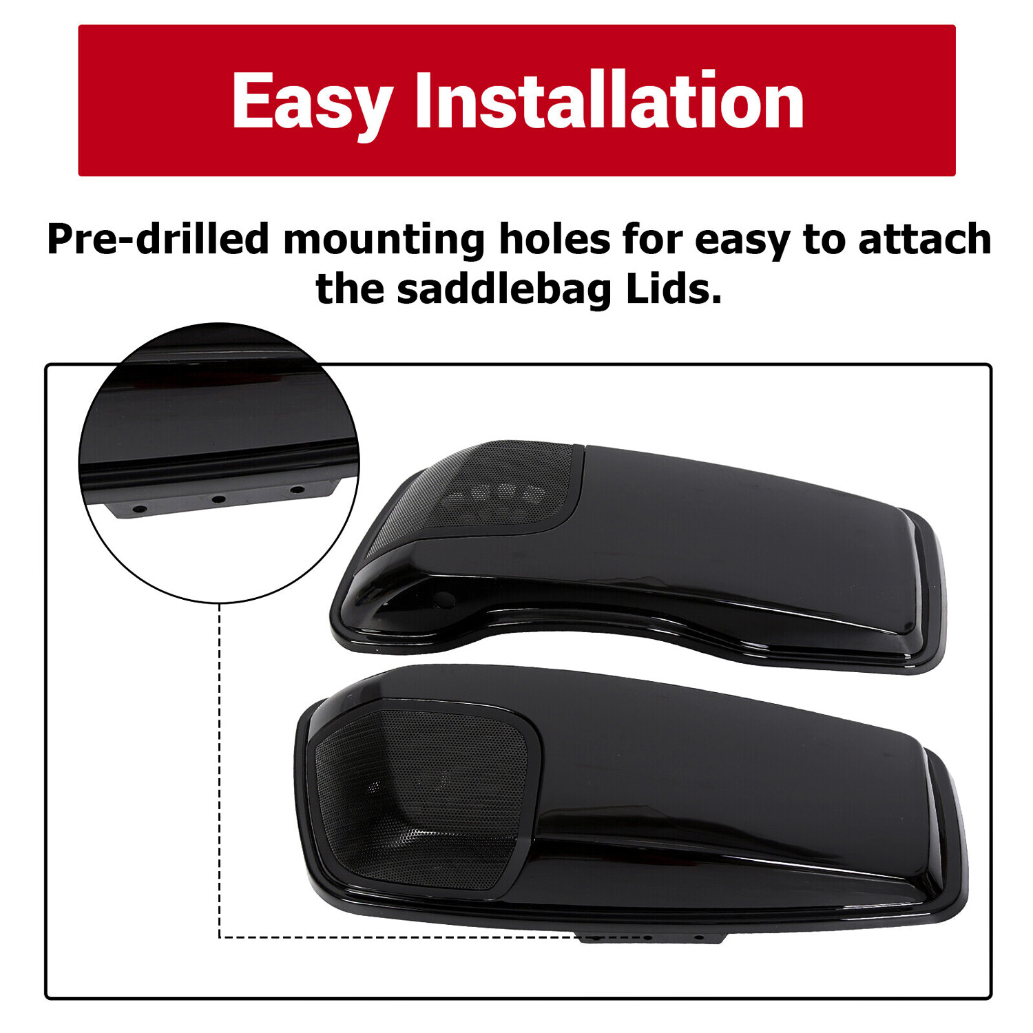 Saddlebag Lids Speaker 5x7 Cutouts For Harley Touring Road King Glide 2014-2024