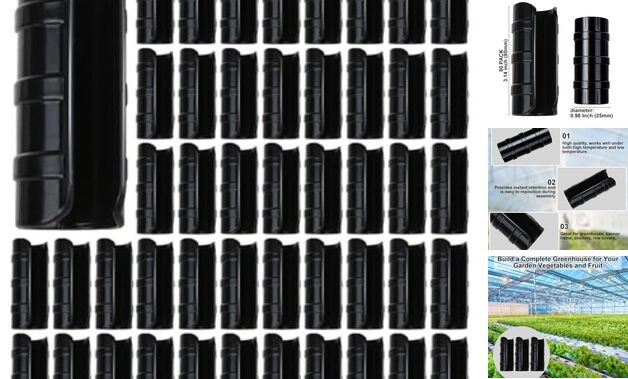 80PCS 3/4 inch Greenhouse Clips Greenhouse Clamps Plastic Clamps Garden Black