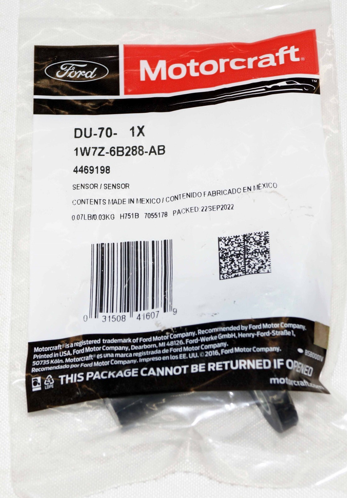 Genuine OEM Motorcraft DU70 Engine Camshaft Position Sensor Ford 1W7Z6B288AB