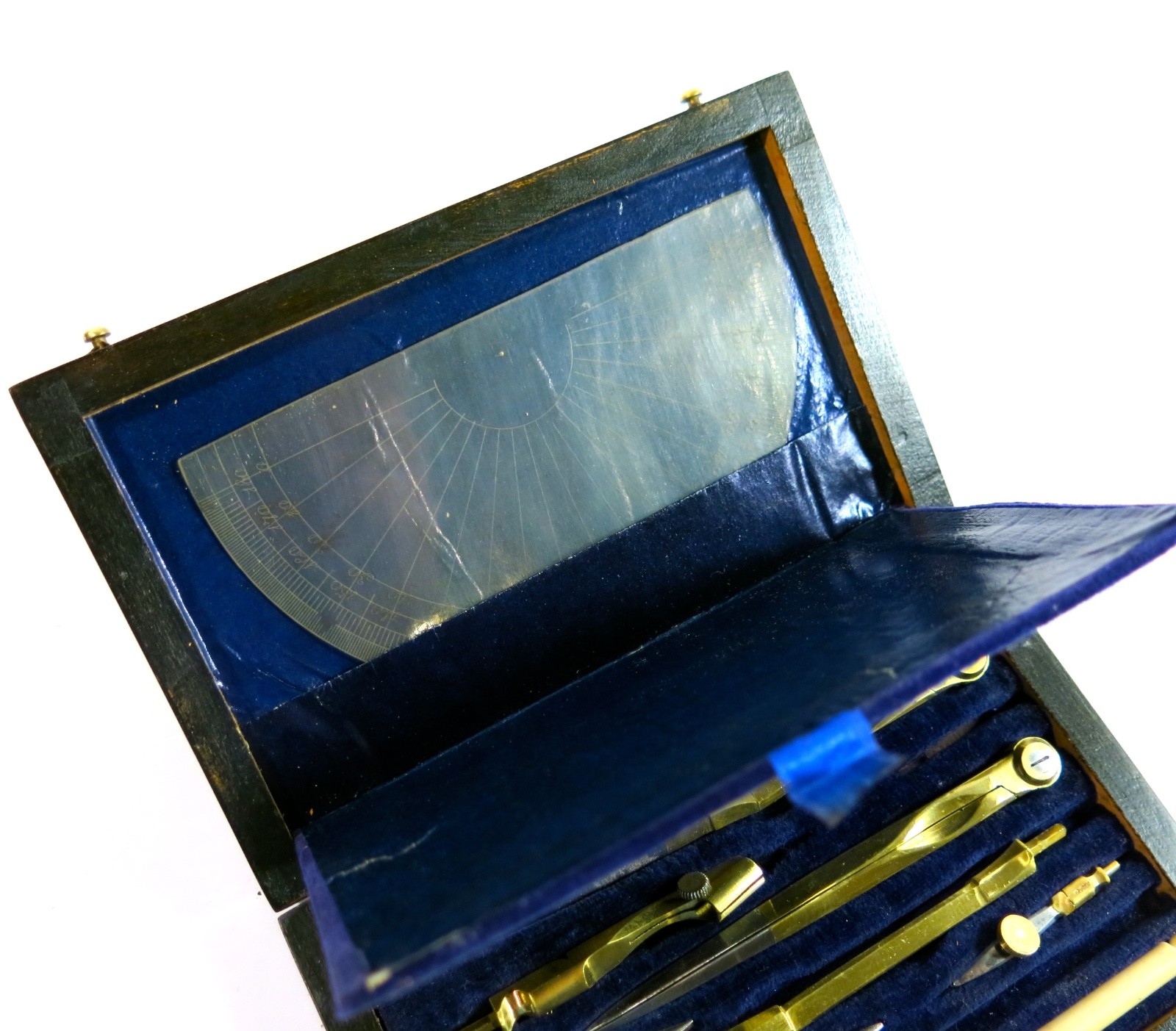 Antique late 1800s Drafting Set in Refinished Wooden Box.