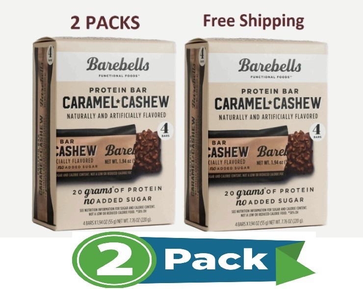Barebells Protein Bar Caramel Cashew 4 Bars Barebell Bars (2 Pack)