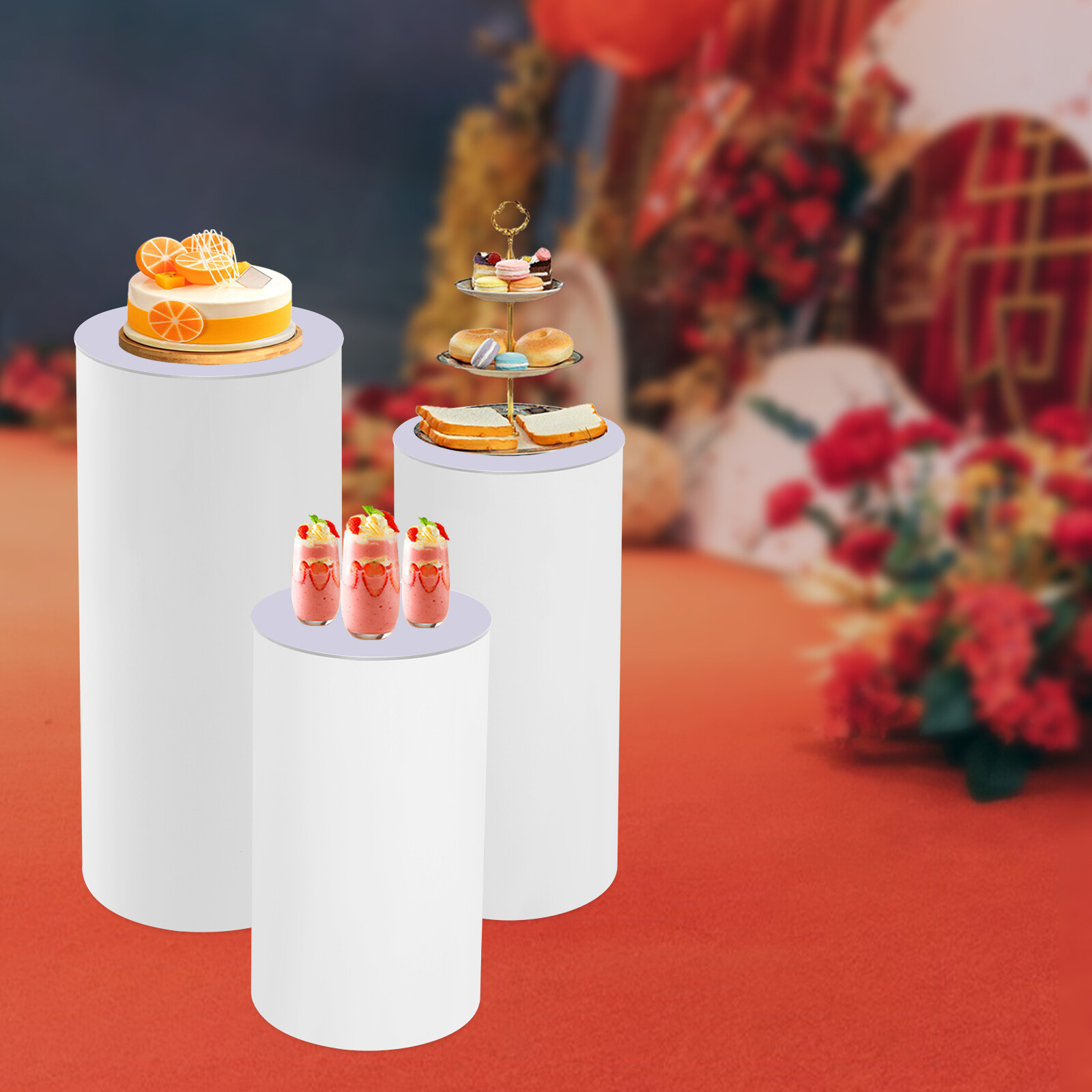 3X Pedestal Flower Stand Party Cylinder Pedestal Wedding Home Display Decoration