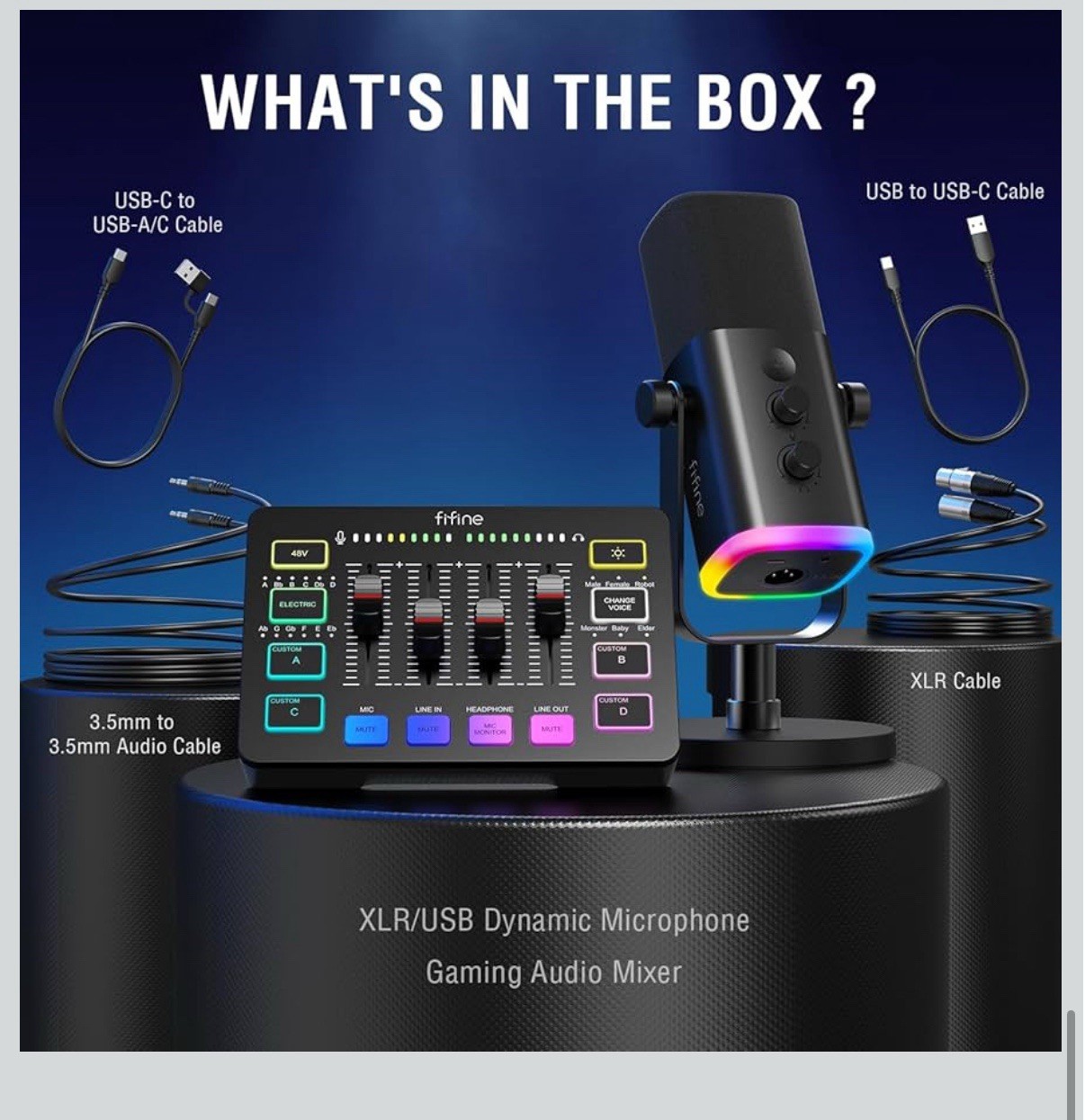 FIFINE Gaming Equipment Bundle, Dynamic XLR/USB Gaming Microphone Set KS-5