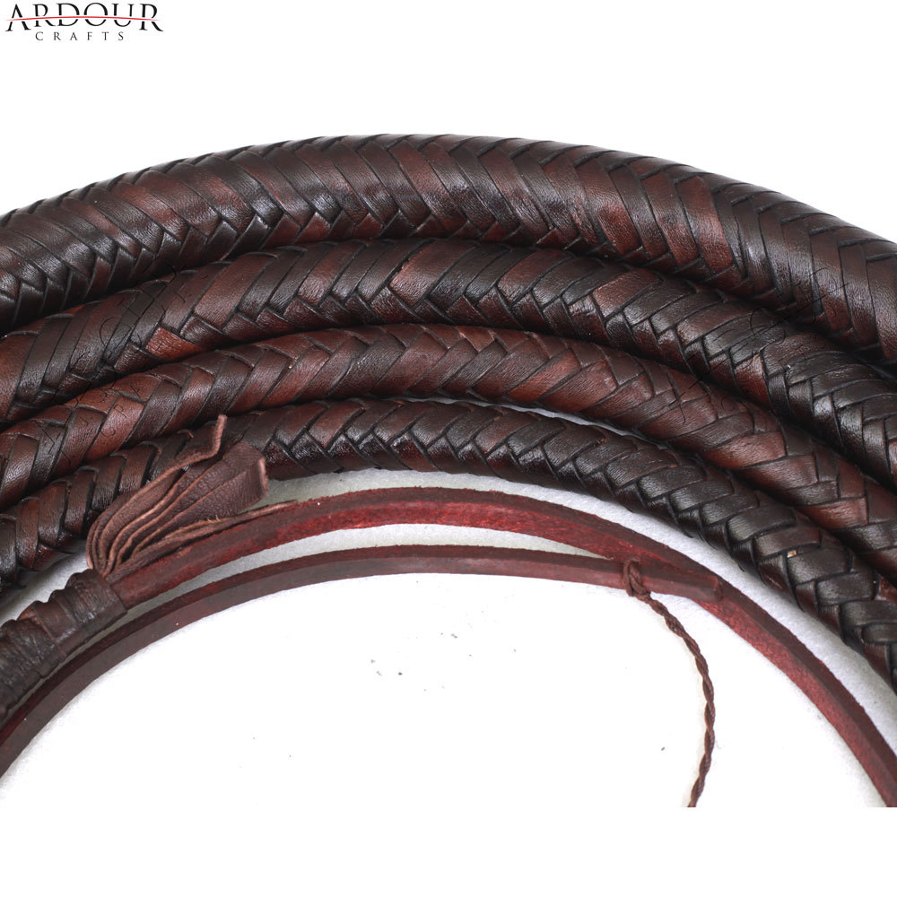 Real Leather Bullwhip 4‑16FT Handmade 16 Plait Braided Western Style Bull whip