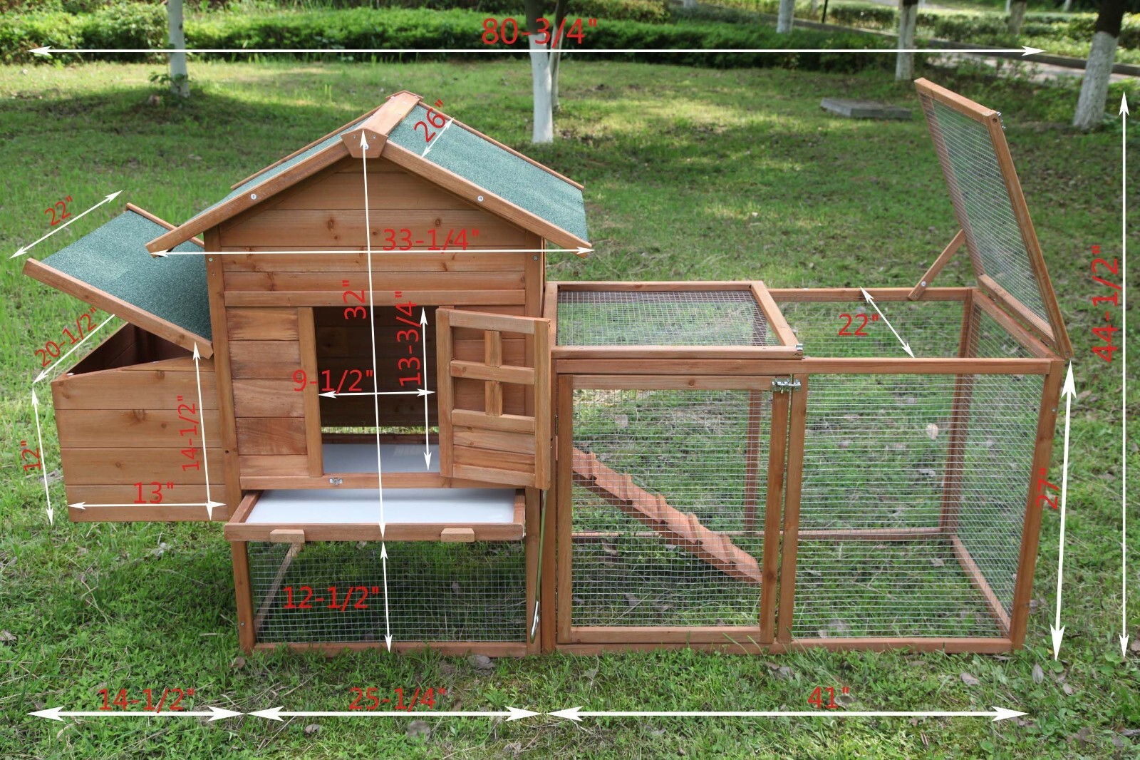 Outdoor 80'' Wooden Chicken Coop Nest Box Hen House Poultry Pet Hutch Garden