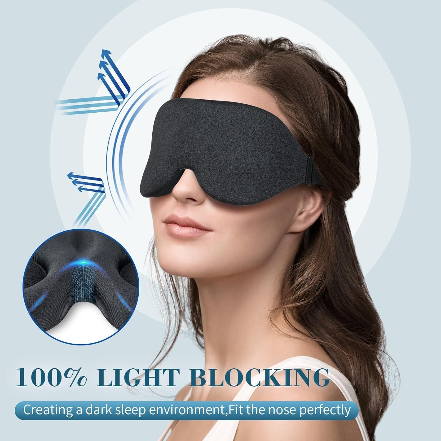 ZGGCD Sleep Mask for Side Sleeper, Light Blocking Sleeping Eye Mask for Women Me