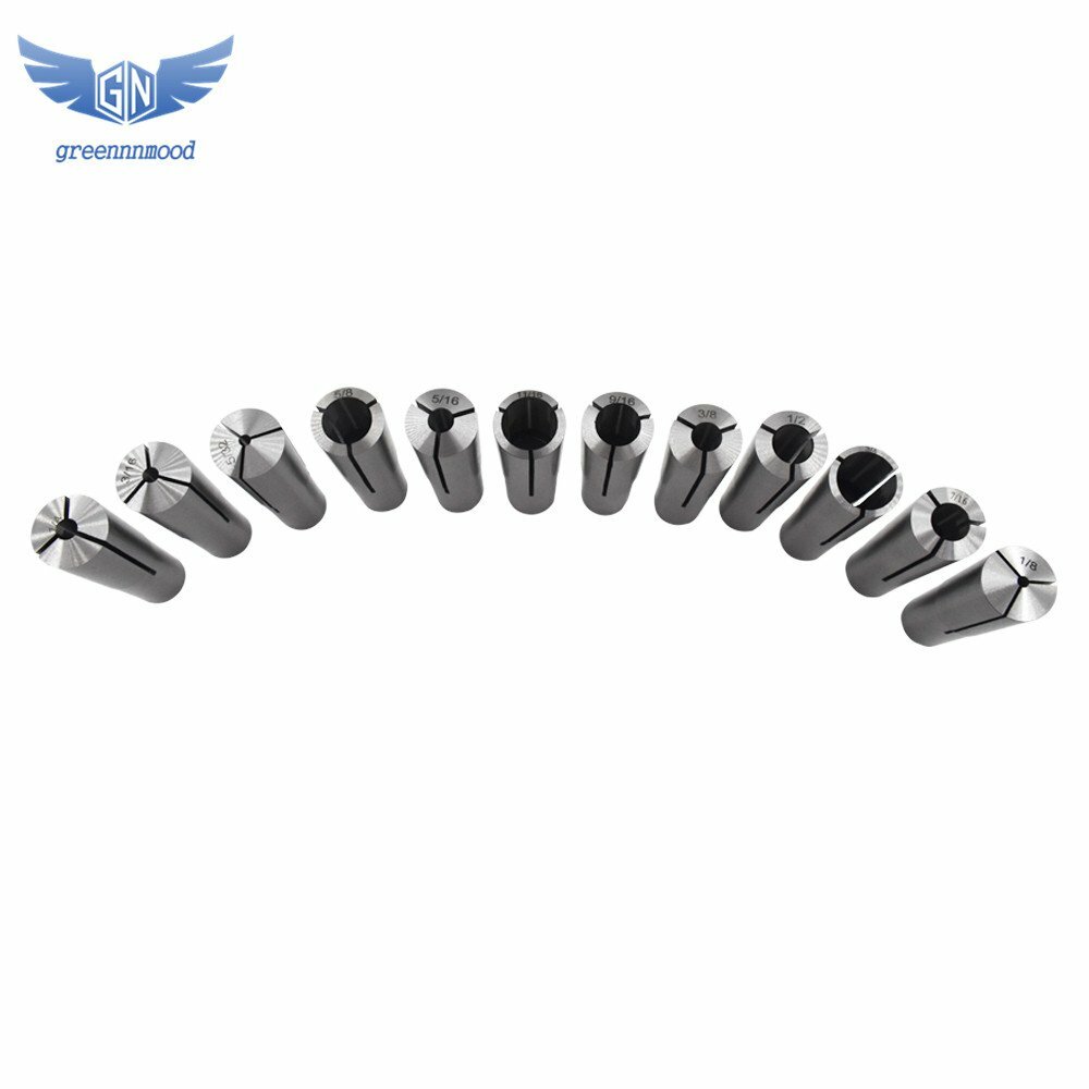 12 Pcs #3 Morse Taper Shank Collets 3MT MT3 1/8" - 3/4" Chuck Set