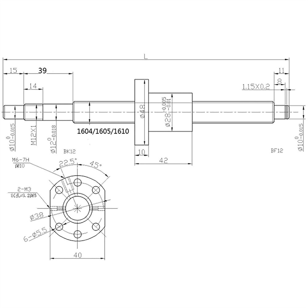 HGR15/HGR20/HGR25 Linear Guide Rail +SFU1605 Ballscrew with nut 200mm-2200mm Set