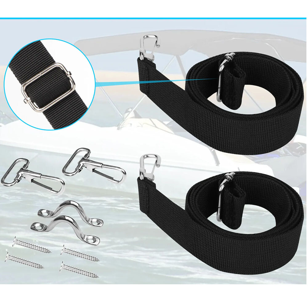 4X 28" To 60" Top Tie Down Webbing Straps For Bimini With Loop Snap Hook NEW