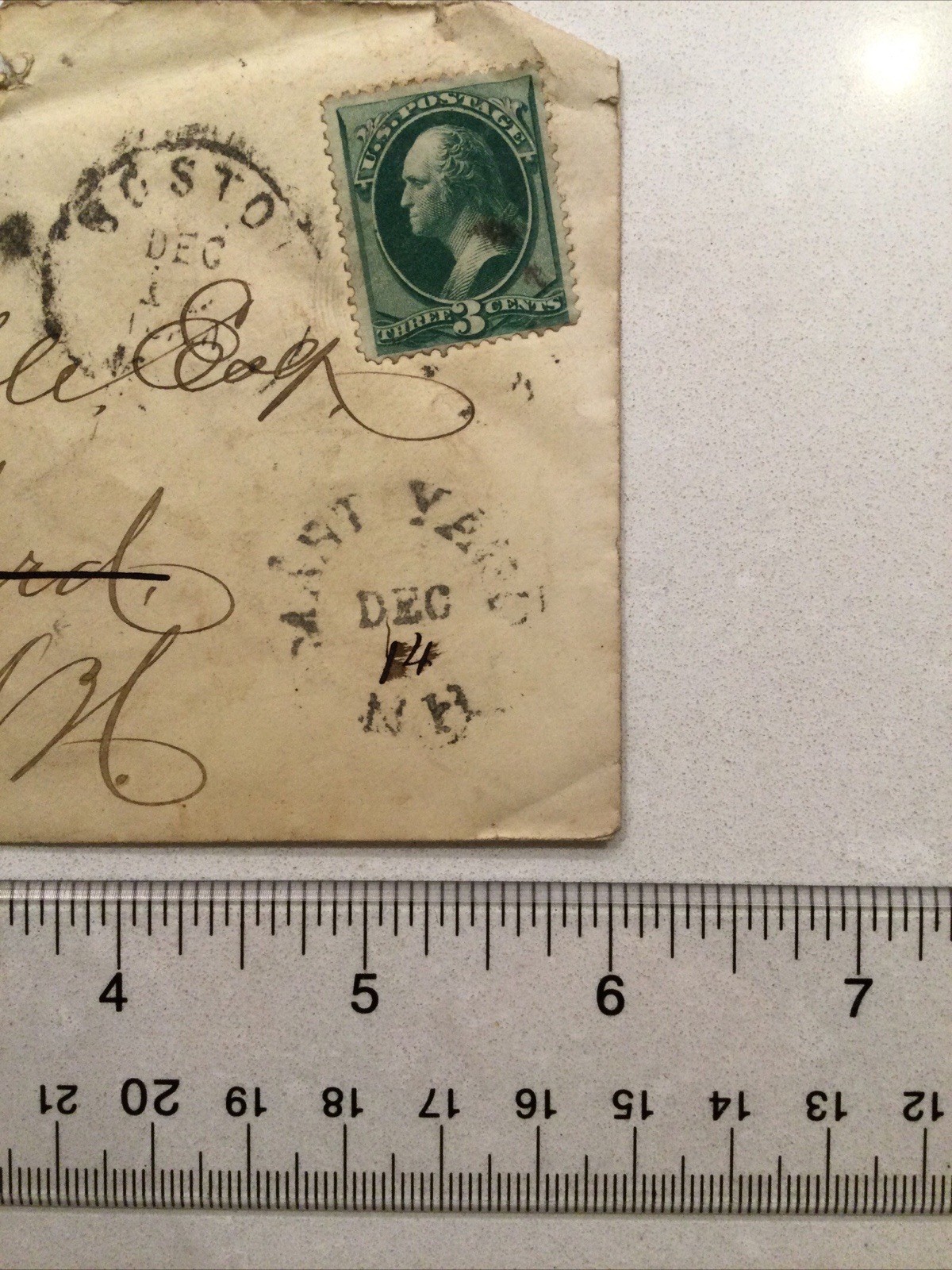 Rare 1880s Central Vermont Railroad Line Mast Yard NH Cancel 3c Postal Cover