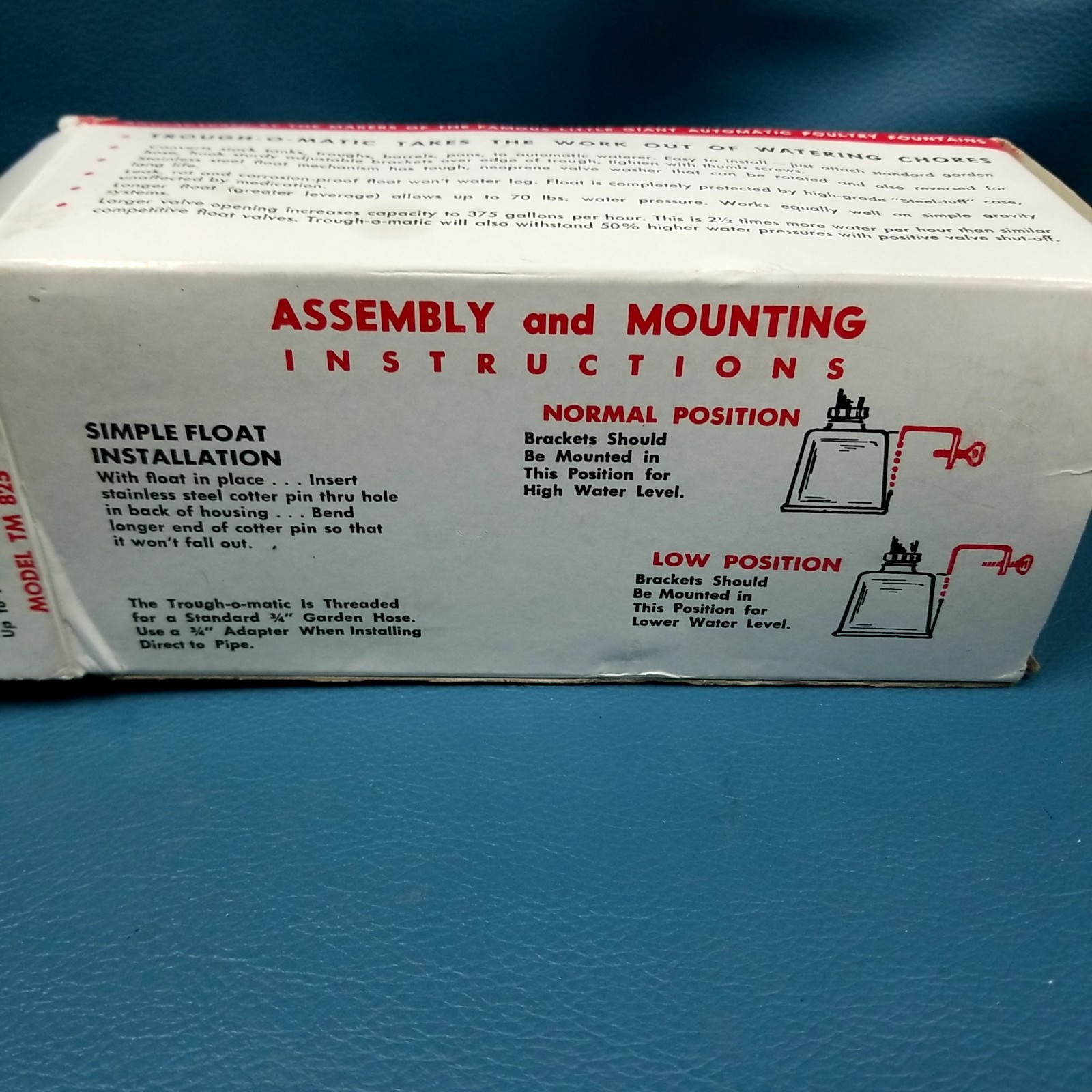 New Little Giant Trough-O-Matic TM825 Float Valve With Plastic Housing