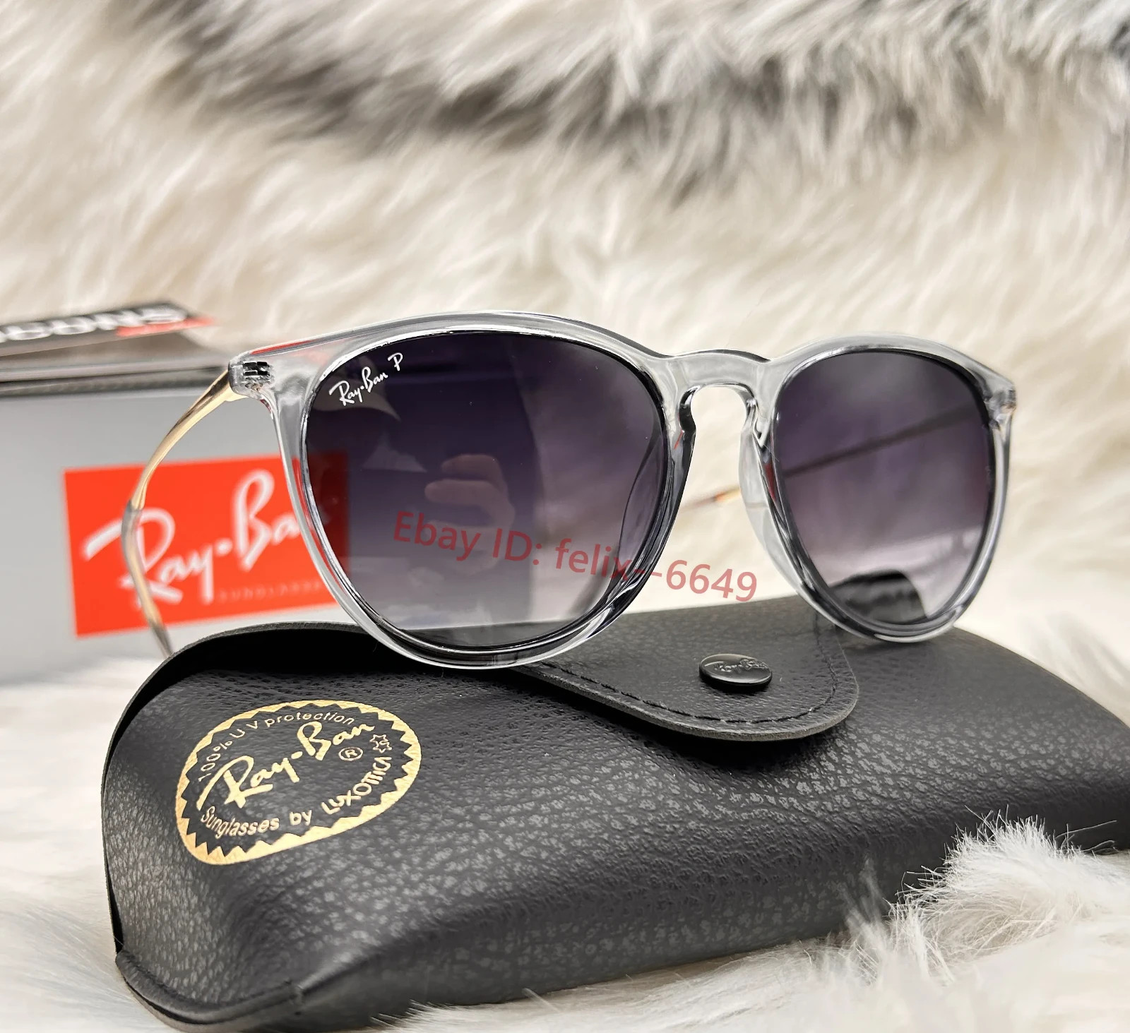 *New* Ray-Ban Erika RB4171 6592/T3 Polarized Sunglasses Blue Frame Grey UV Lens