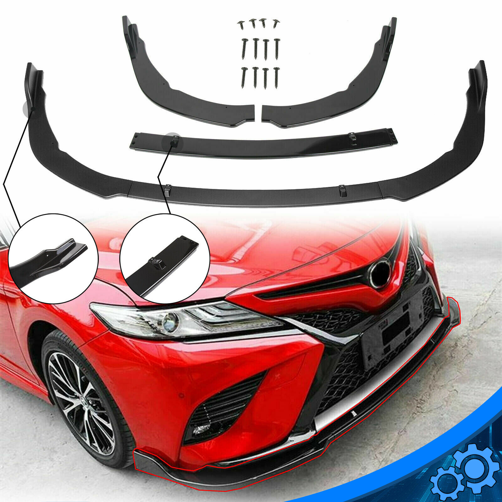 For Toyota Camry 2018-22 SE XSE Gloss Black Front Bumper Lip Splitter Spoiler