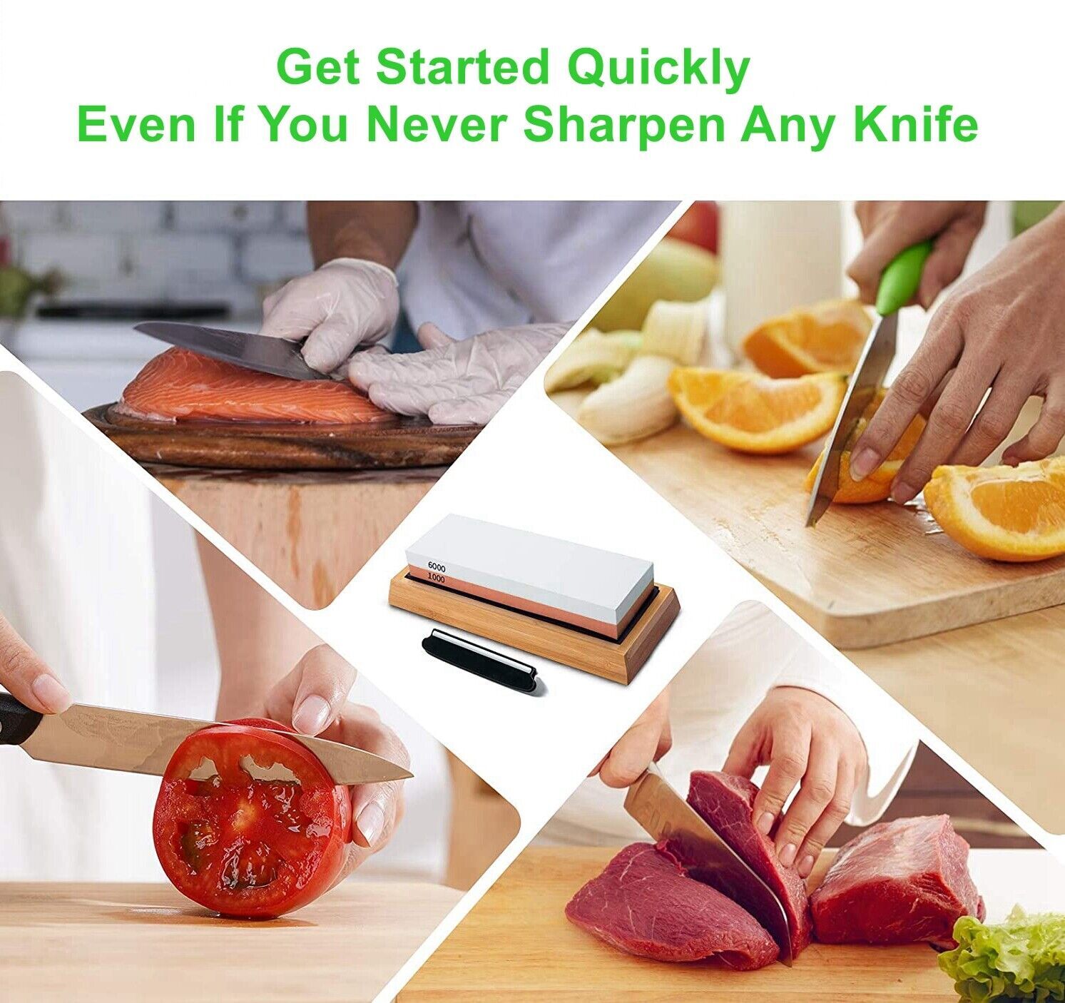 Knife Sharpening Stone Whetstone 4 Side Grit 400/1000 3000/8000 Knife Sharpeners