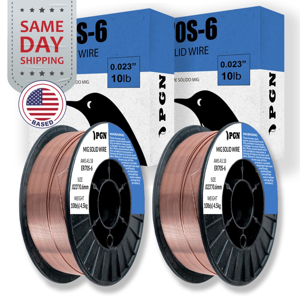 (2 x 10-Lb Spools) ER70S-6 .023" (0.6 mm) Mild Steel MIG Welding Wire