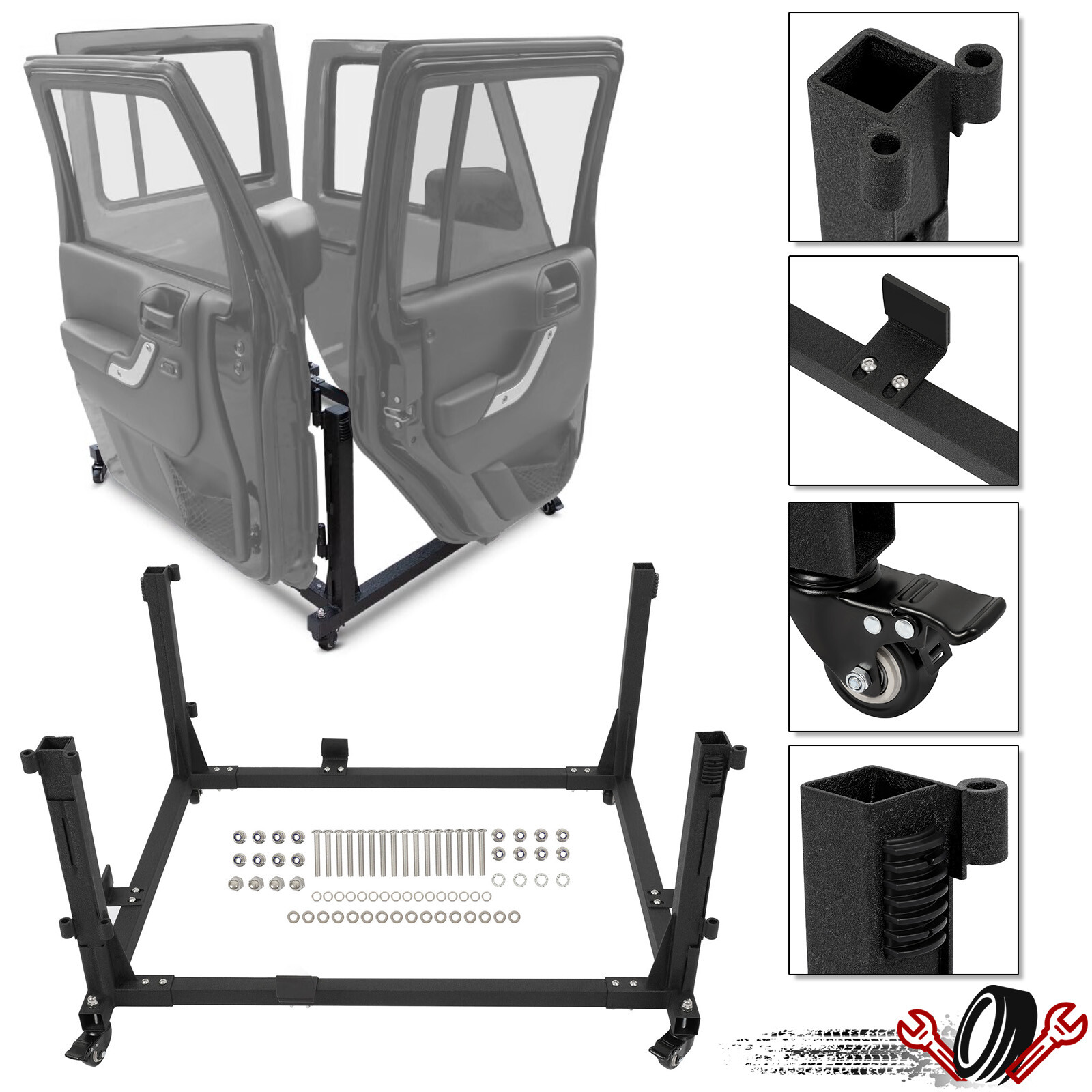 Door Hanger Storage Rack Movable Cart For Jeep Wrangler TJ JK JL JT 87-26