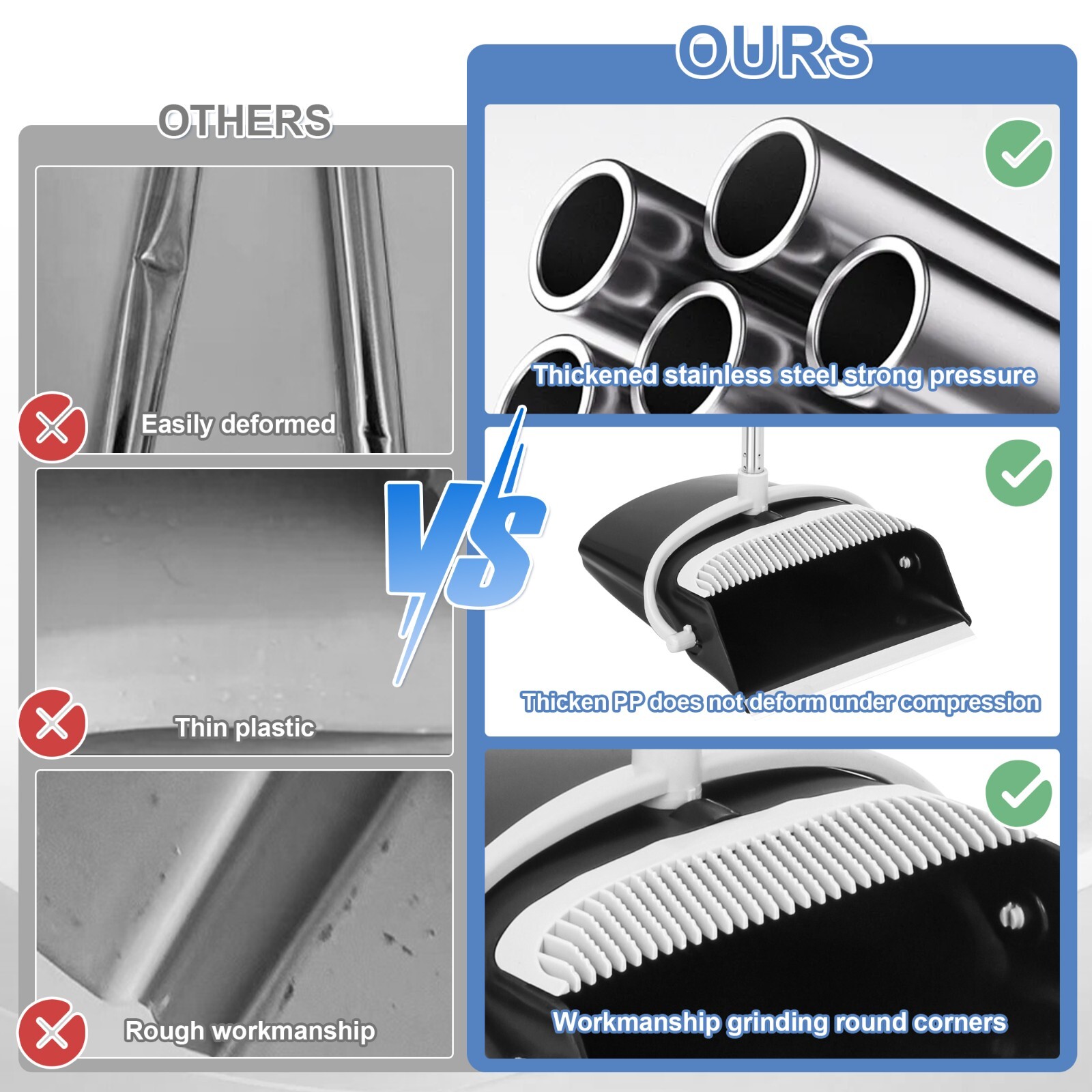 Broom and Dustpan Set Lightweight Upright Lobby Broom and Dust Pan Combo