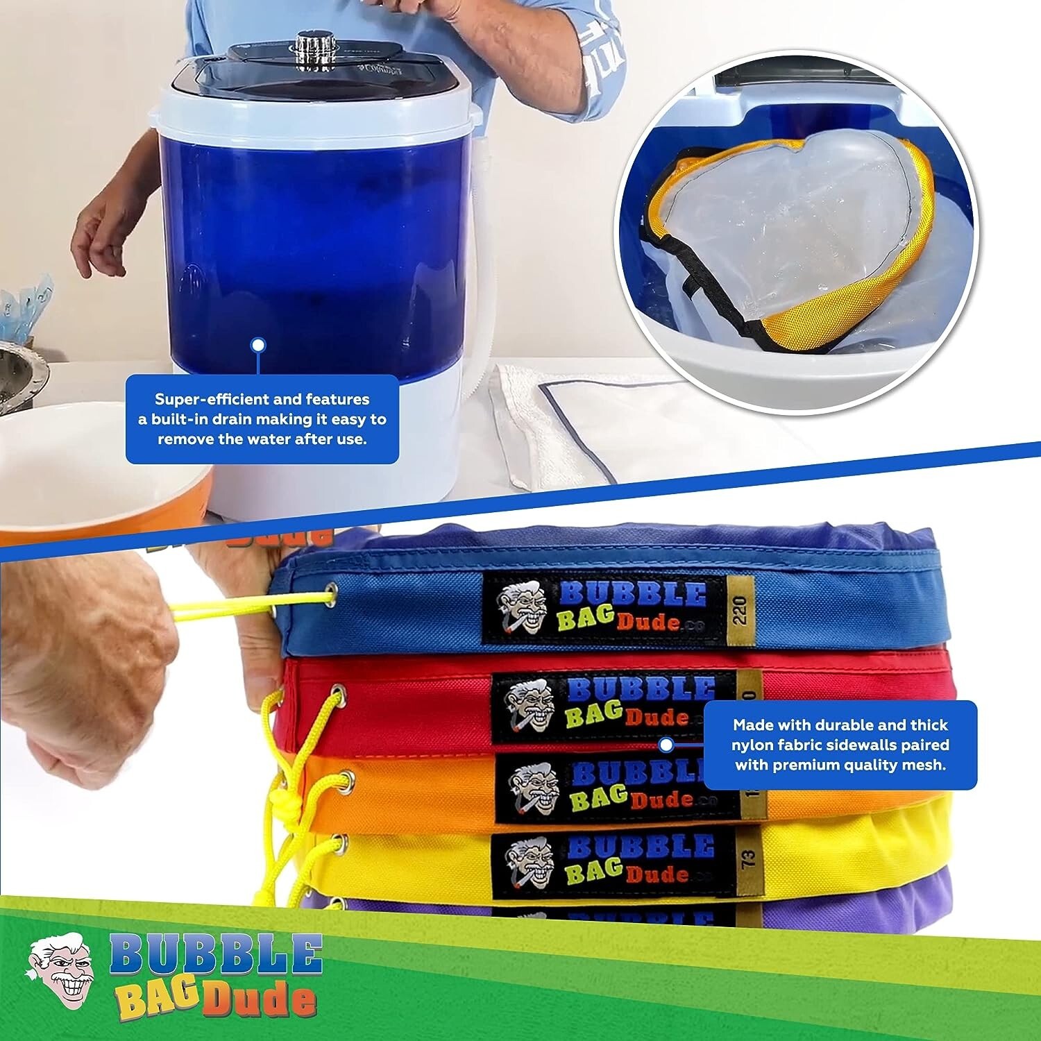 BUBBLEBAGDUDE Bubble Machine 5 Gallon with 8 Bag Kit Bubble Hash Bags Extractor