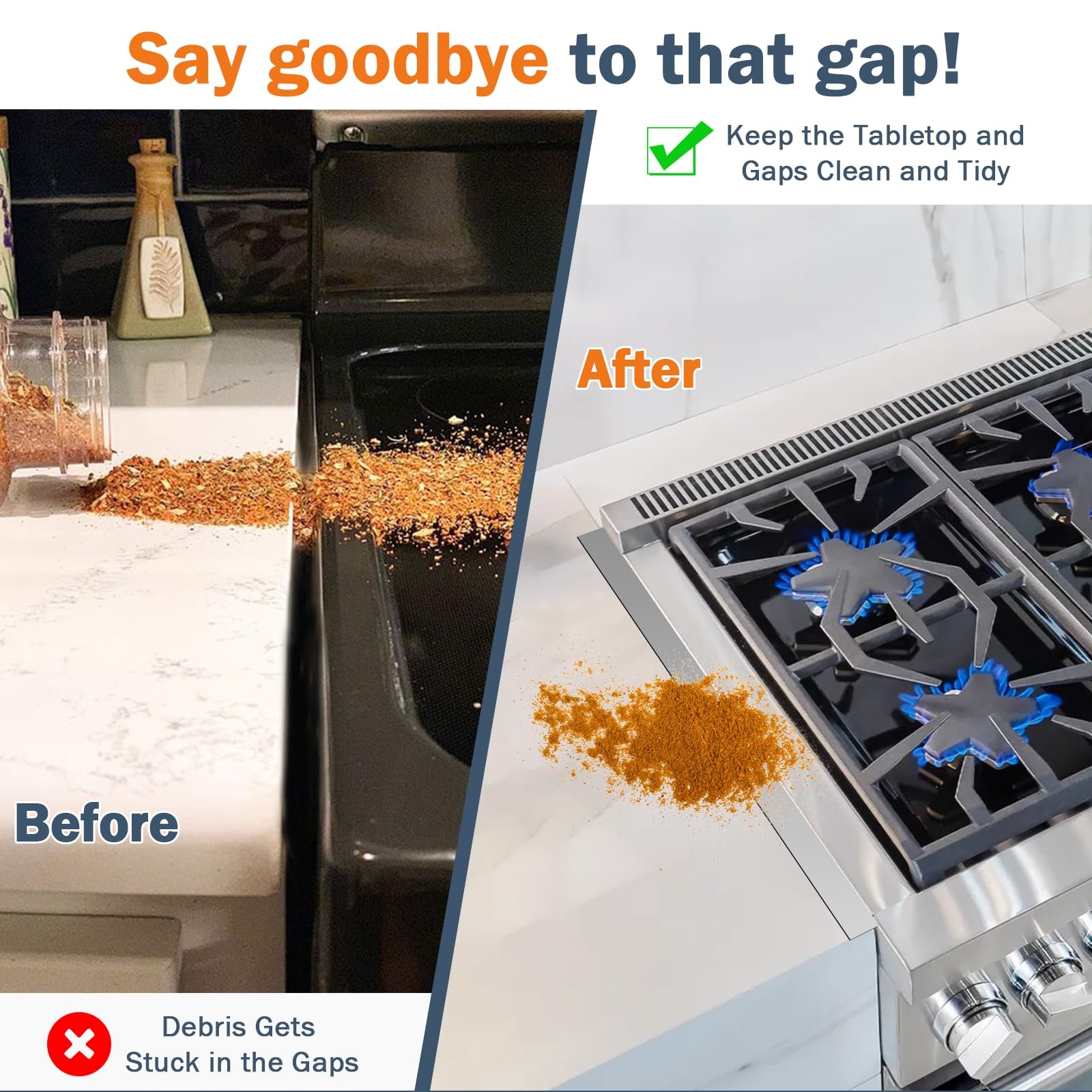 Stove Gap Covers Stainless Steel, 2Pack Retractable Stove Gap Filler (13.8"–2...