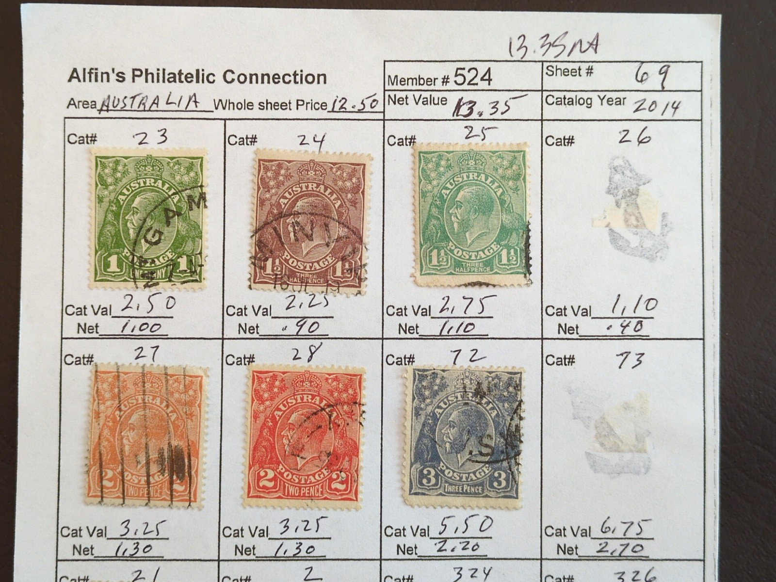 APC W5116 Australia used on circuit sheets with over $100 scv