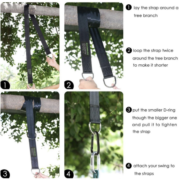 Tree Swing Straps (Set of 2), Tree Hanging Kits 5ft Length with 2 Heavy Duty