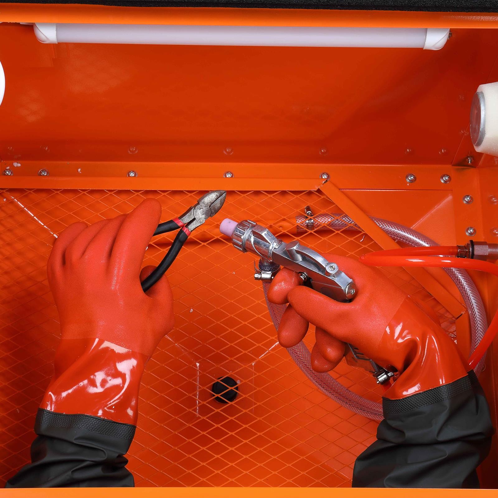 25 Gallon Bench Top Air Sandblasting Cabinet Sandblaster Blast Large Orange