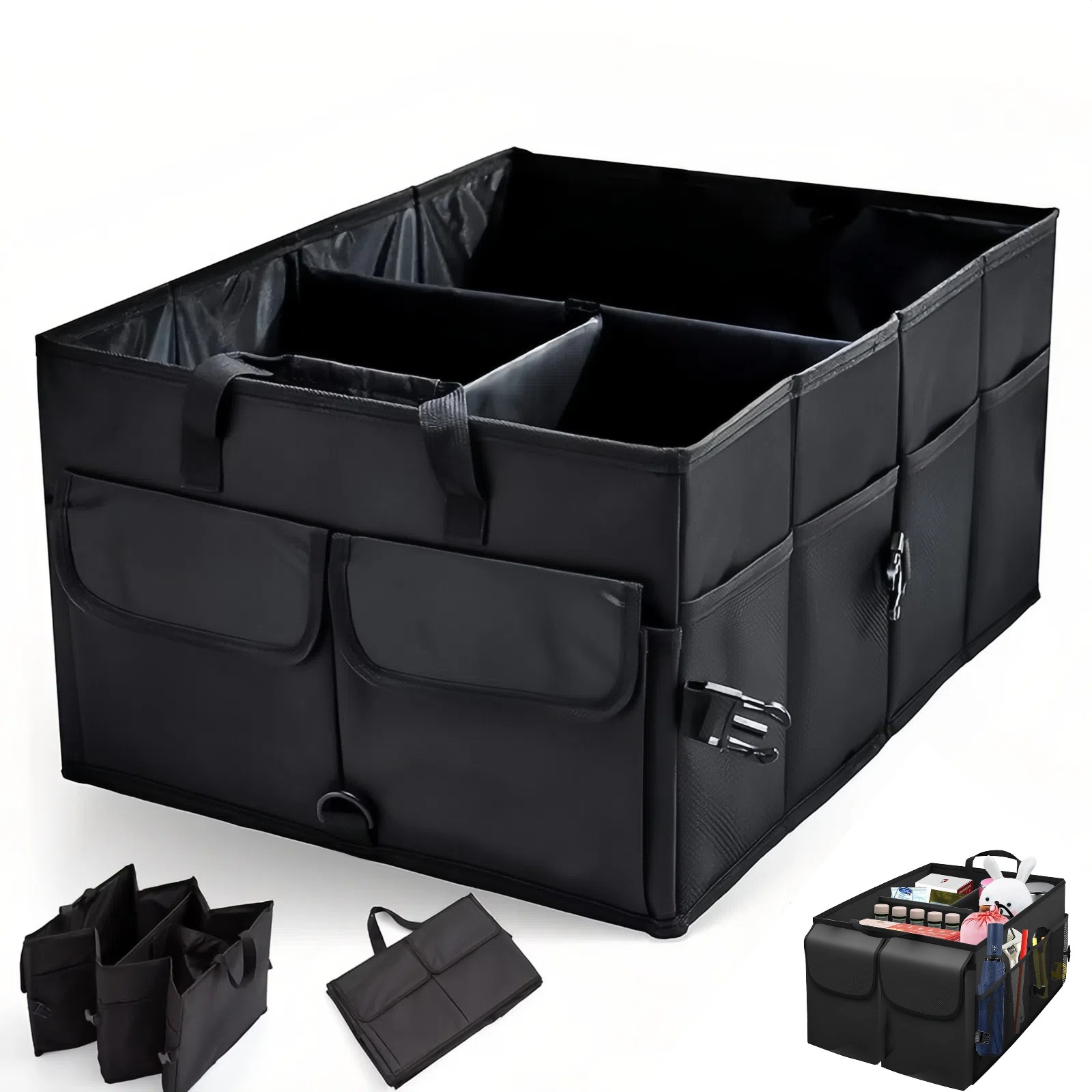 Trunk Cargo Organizer Folding Collapsible Caddy Storage Bag Bin Car Truck SUV