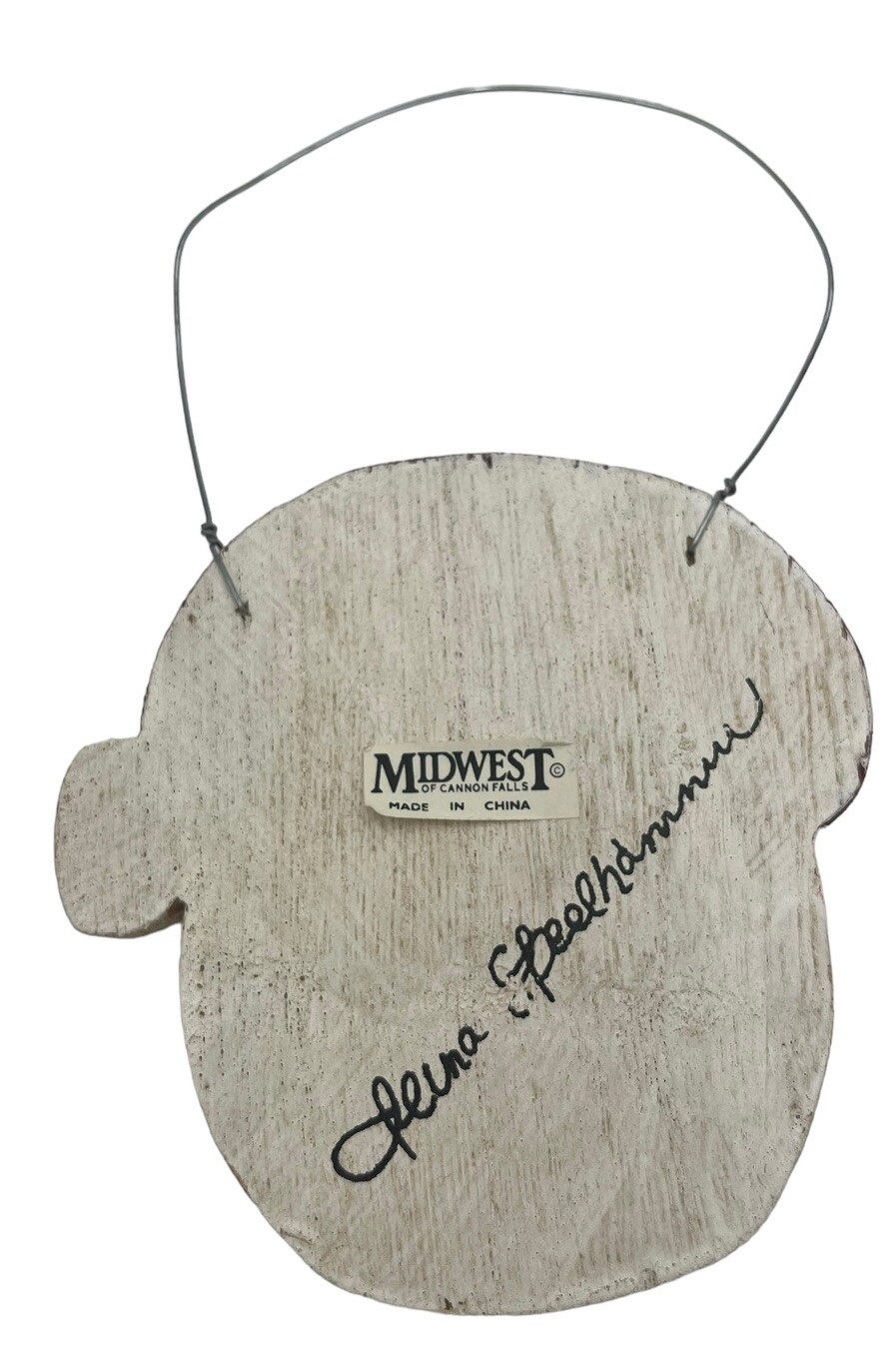 2 Midwest of Cannon Falls Signed Snowman Christmas Ornaments Wood Goose Carved