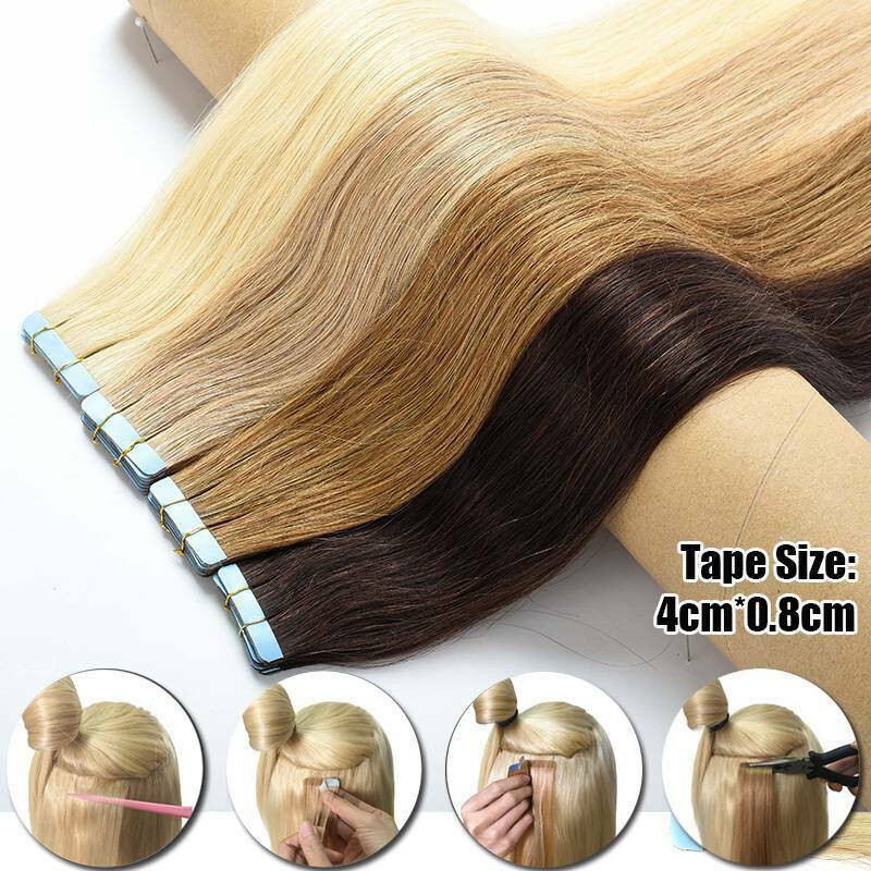 Seamless Tape in Human Hair Extensions Skin Weft Tape-on Real Thick Hair 16-26in