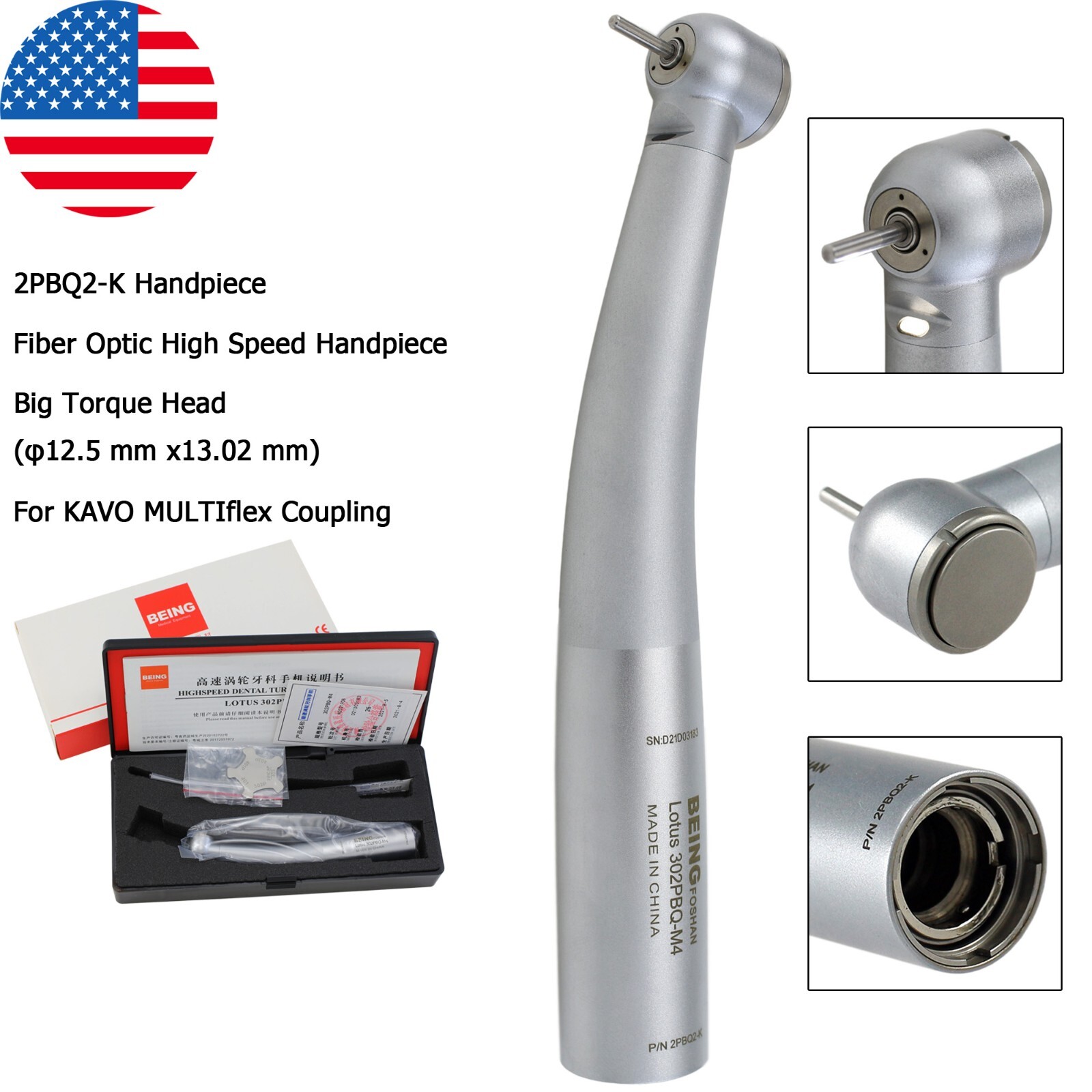 BEING Dental High Speed Fiber Optic LED Handpiece For KaVo MULTIflex NSK Coupler