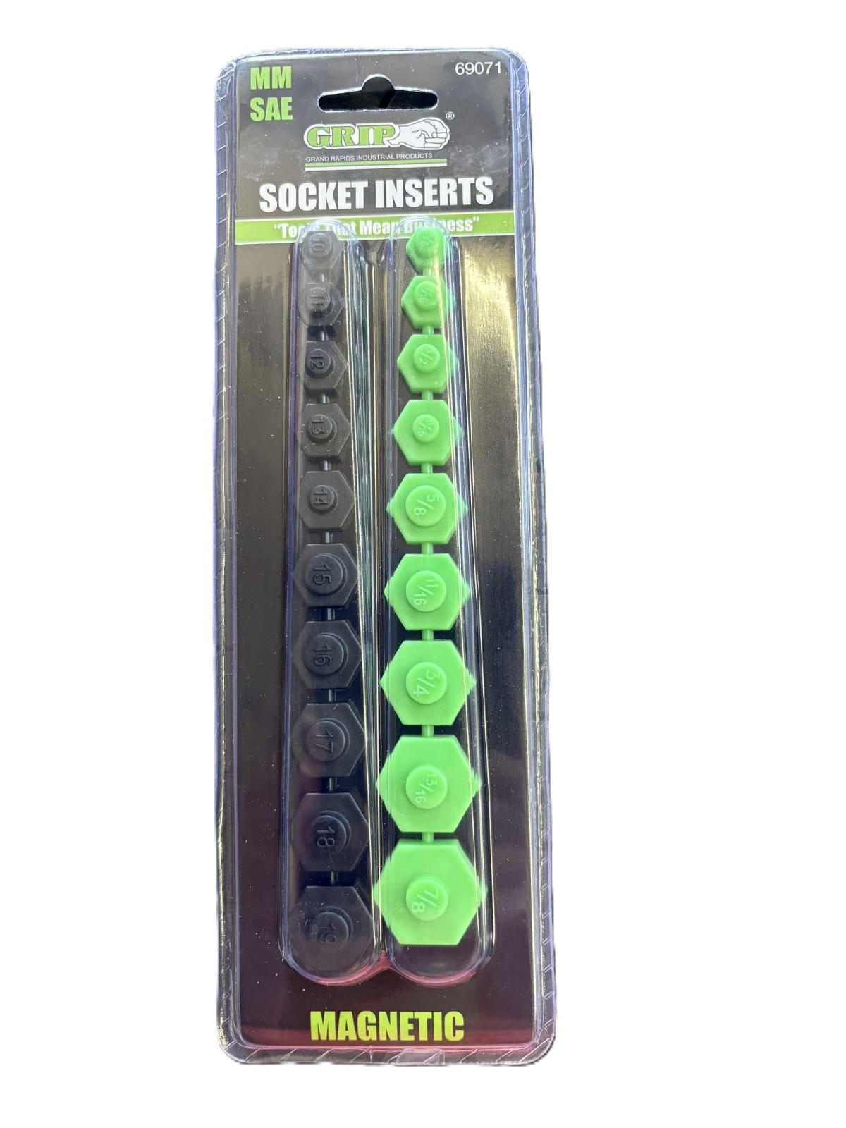 Grip 19pc Magnetic Socket Inserts SAE MM Sockets Tools Standard Metric 69071