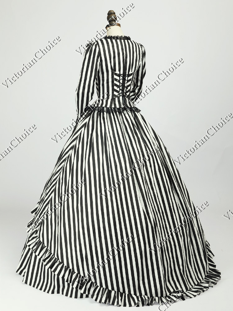 Victorian Beetlejuice Dress Sleepy Hollow Katrina Women Halloween Costume 321