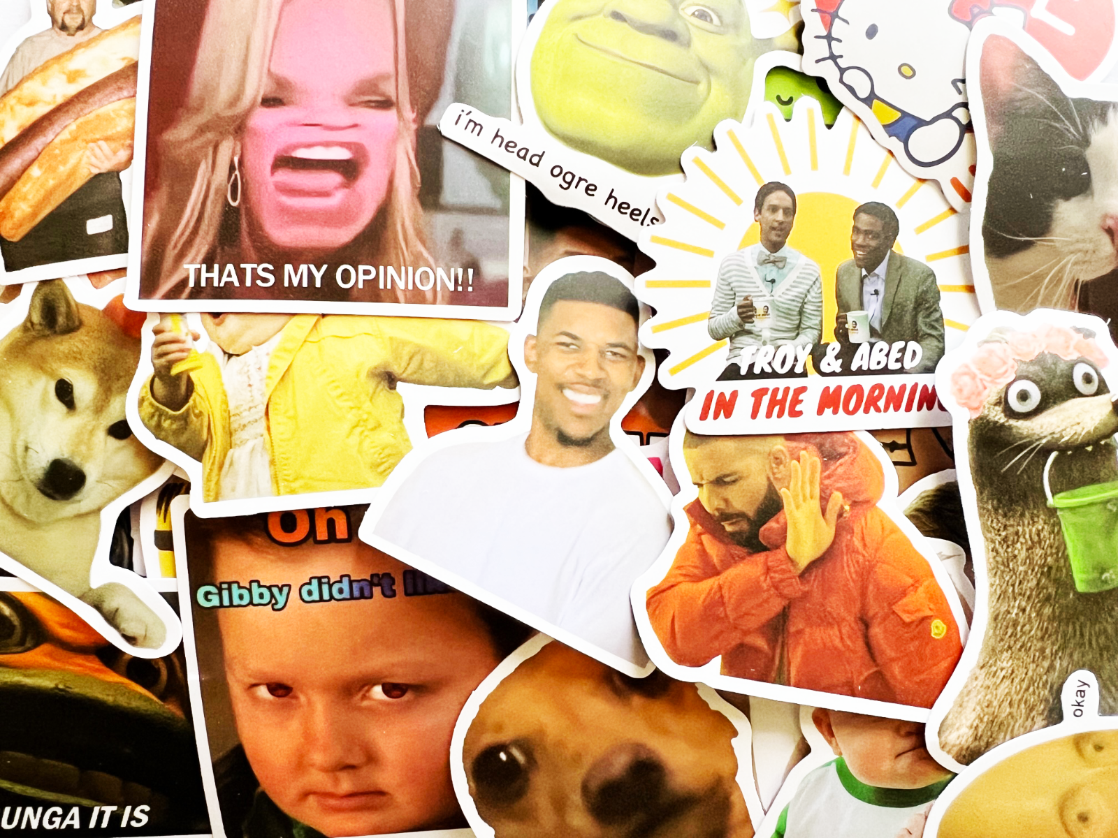 10-100 Throwback Memes and Funny References Sticker Pack Waterbottle Laptop