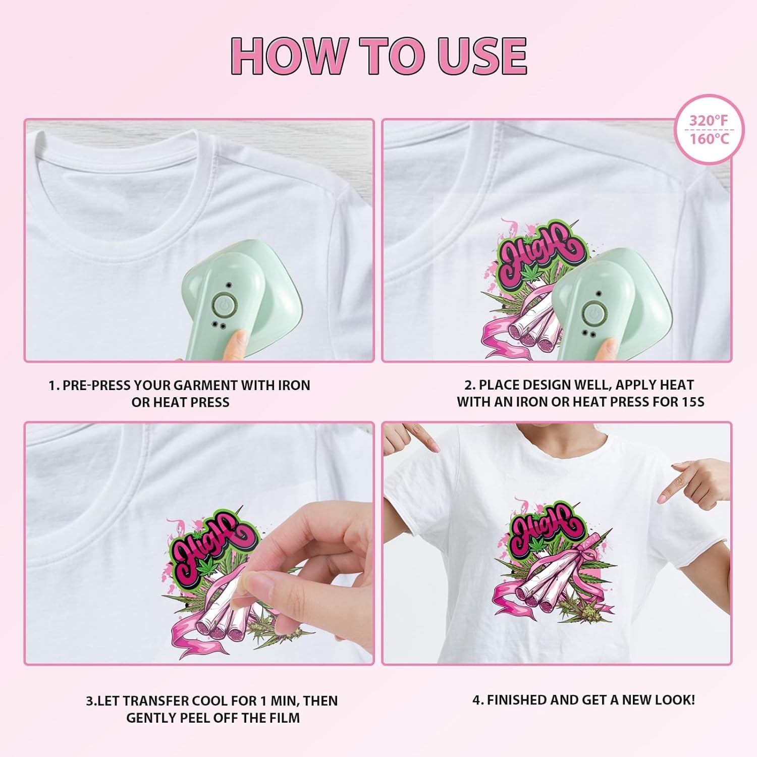 "DTF Transfers Ready to Press - 30Pcs Weeds Iron on Transfers for Tshirts, Pin..