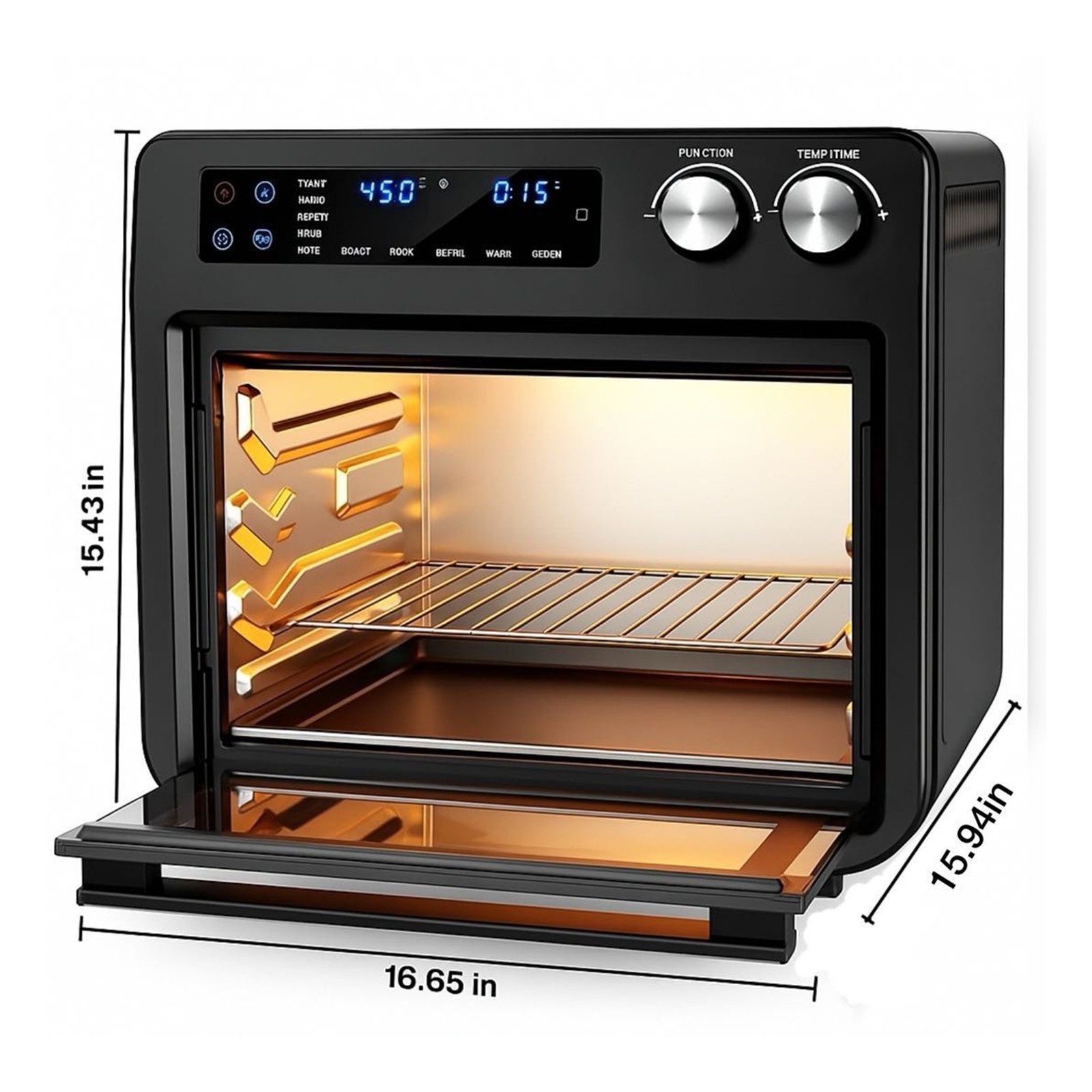 Air Fryer Toaster Oven 26Qt 10 in 1 Convection Oven Dehydrator 1800W Extra Large