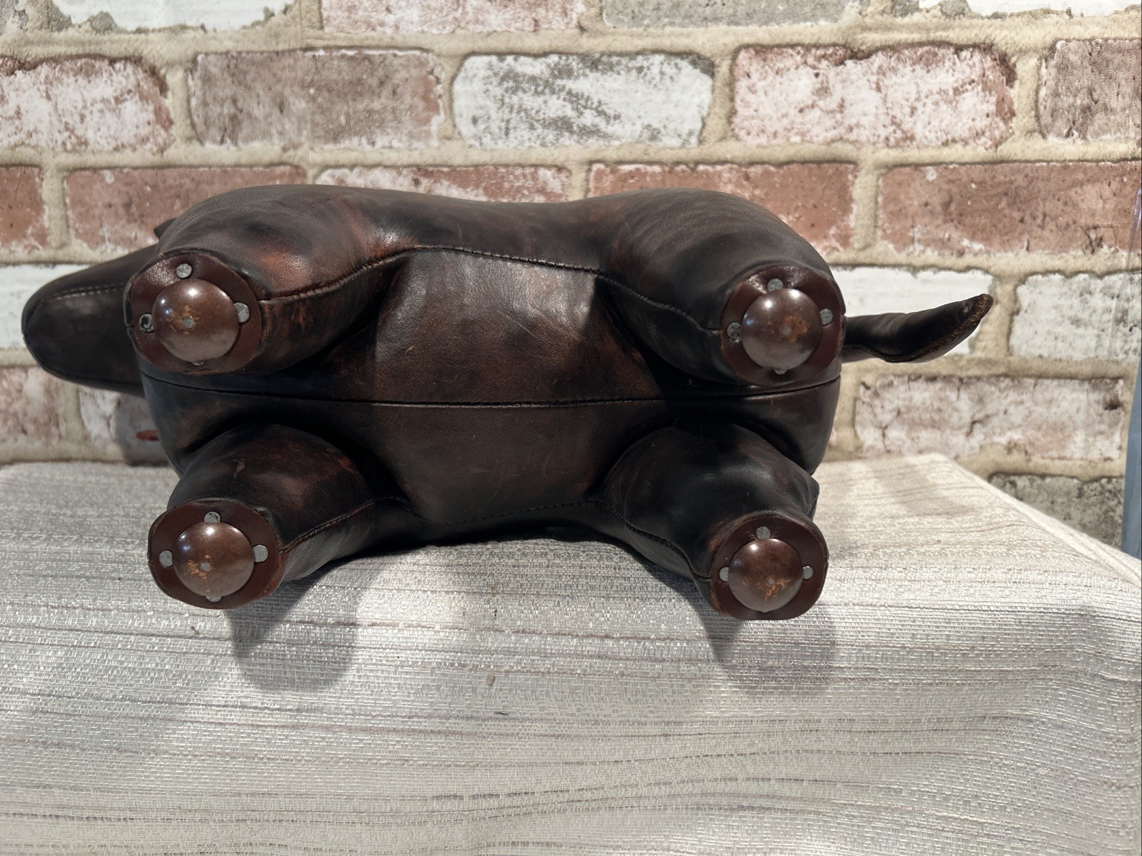 Vintage DIMITRI OMERSA Leather Dog Abercrombie Fitch Footstool Ottoman
