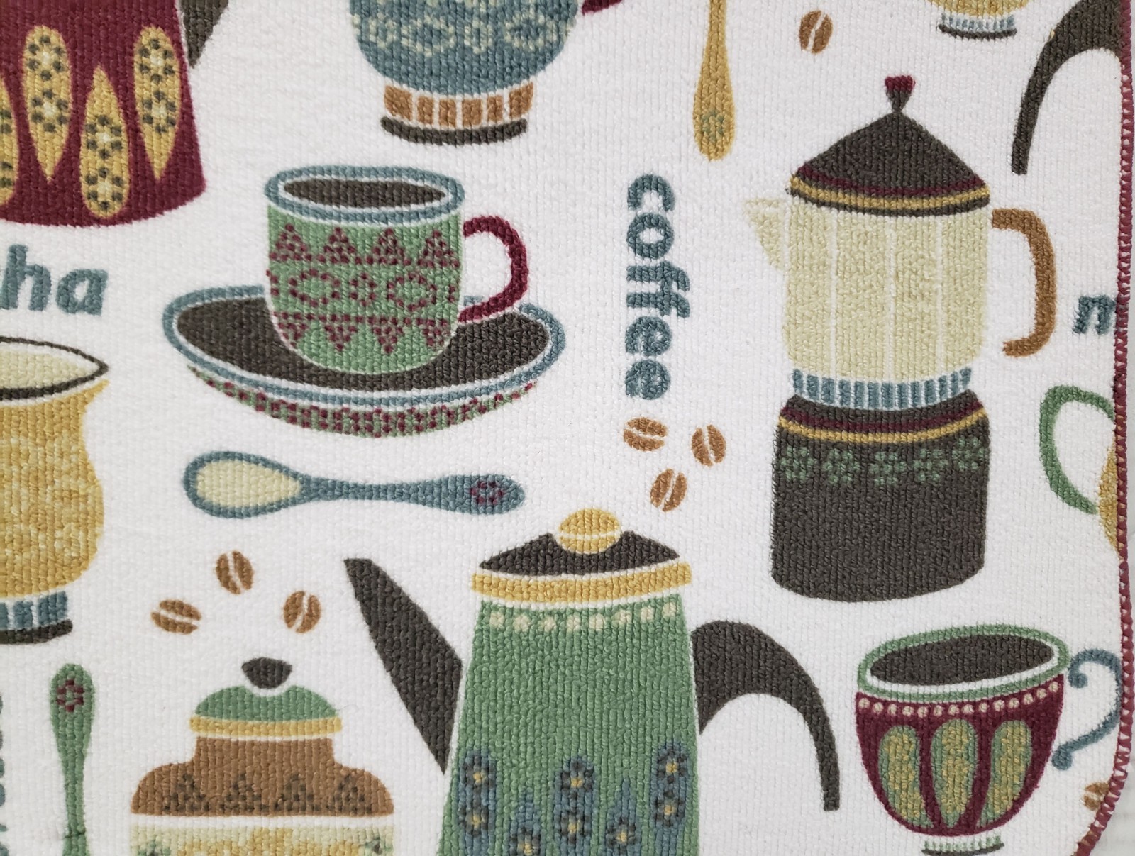 Printed Microfiber Dish Drying Mat (16"x19") COFFEE CUPS, SPOONS & TYPES, FC