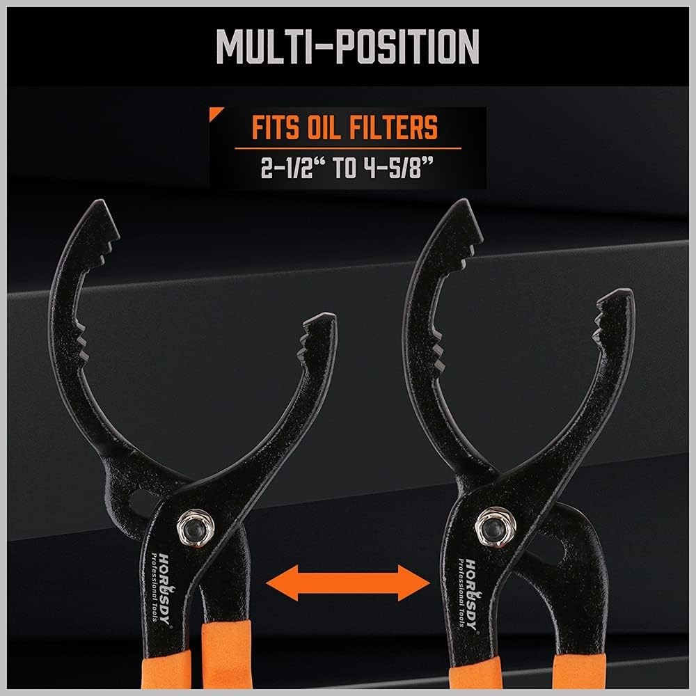 HORUSDY 12 Adjustable Oil Filter Pliers, 20° Angled Jaw Heavy-Duty Oil Filter