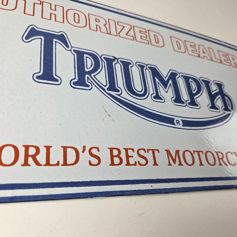 Vintage Triumph Motorcycles Sign - Gas Service Pump Porcelain Gasoline Sign