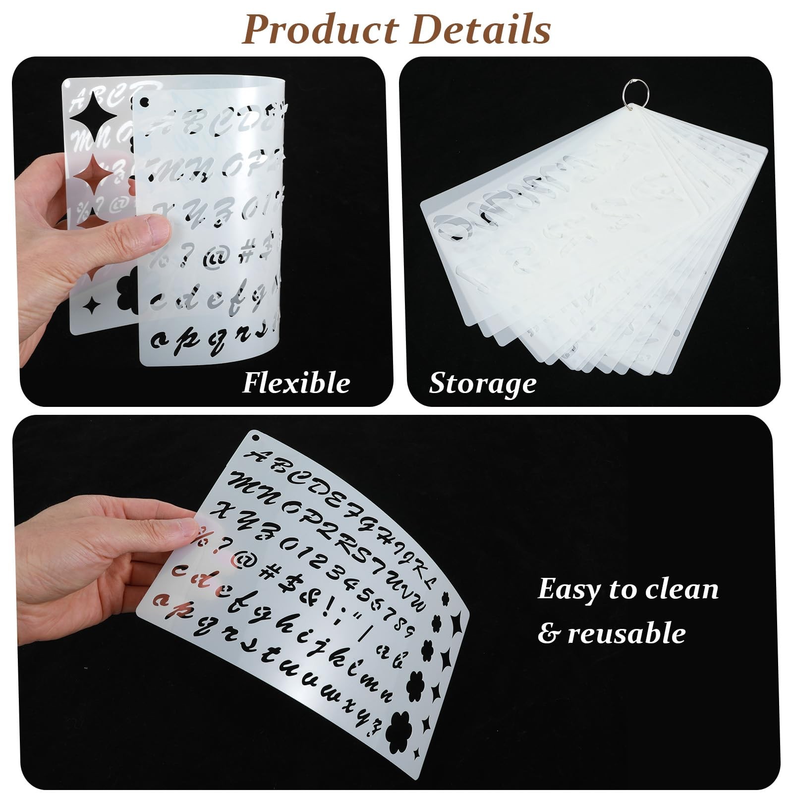 14 Pcs Reusable Letter Stencils, 1/2, 3/4, 1, 2 Inch Letter Stencils for Pain...