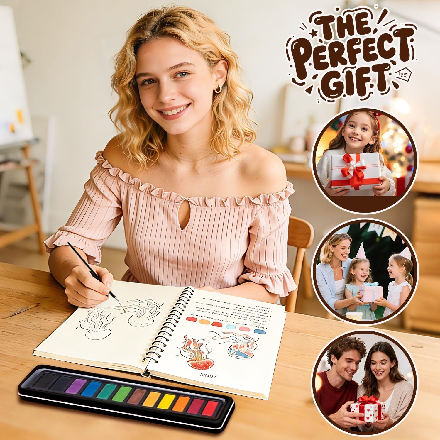 Watercolor Workbook for Beginners - Complete Watercolor Painting Kit with 12 ...