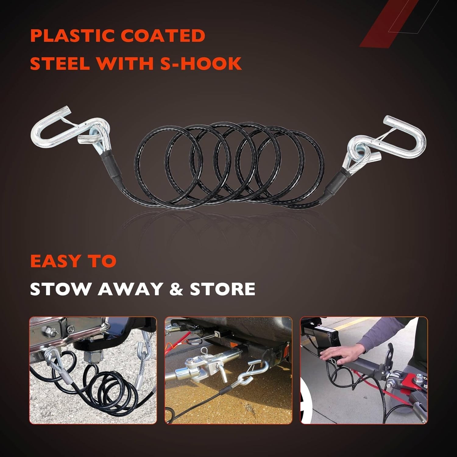 Blue Ox Pair of Class 3 Steel 7 Ft 7,500 lb Towing Safety Cables BX88196