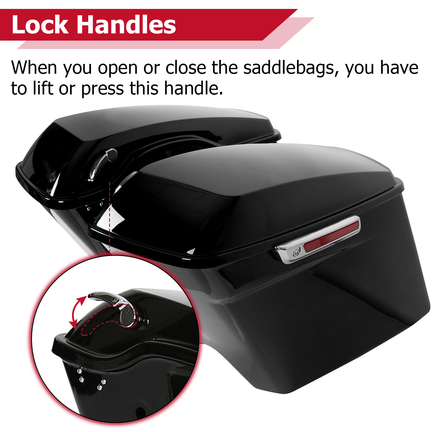 5" Stretched Extended Hard Saddle Bags For 93-13 Harley Street Glide Road King